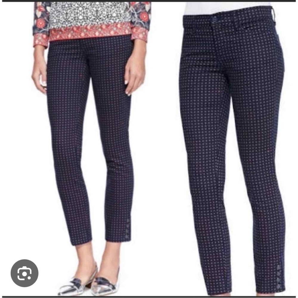 Tory Burch Navy Daisy Dot Emmy Floral Patterned Pants